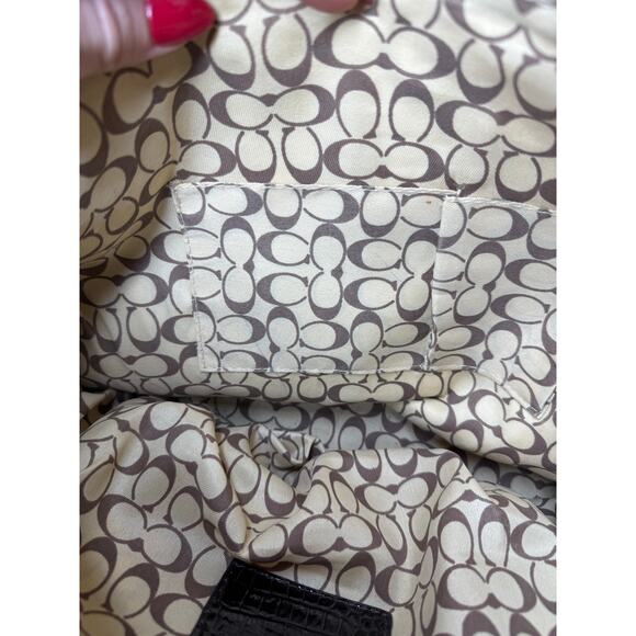 Coach 1941 Croc Embossed Patent Leather Tote Large Dark Brown Shoulder Bag - Picture 10 of 10